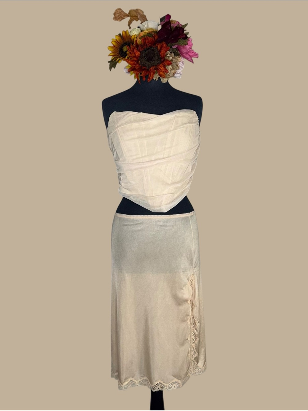 Cream Mesh corset